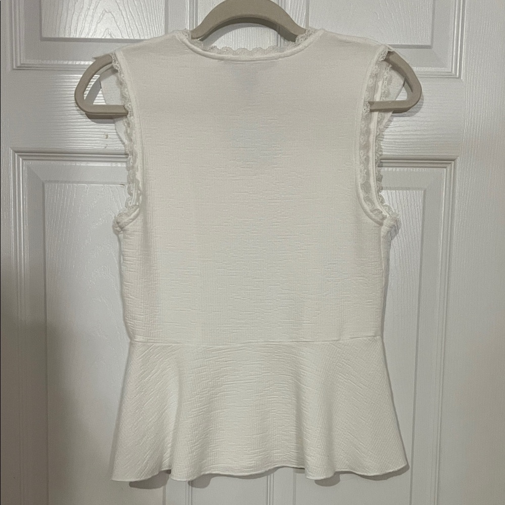 American Rag Cream Ruffled V-Neck Blouse Size S - Picture 2 of 2